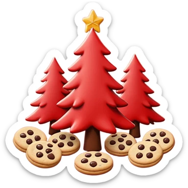 Christmas wallpaper with emoji trees cookies chilling all in red colour sticker