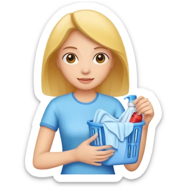 woman holding laundry detergent sticker