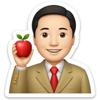 Mao Zedong emoji, smiling, wearing a Zhongshan suit, apple emoji style sticker