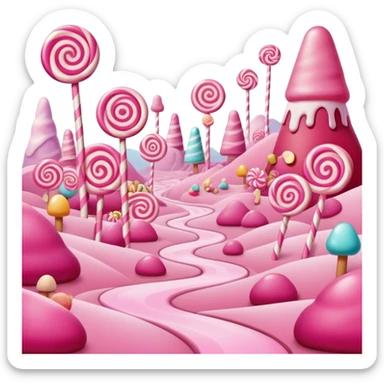 candy land pink surreal landscape sticker