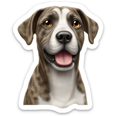 Brindle Bogle dog￼ gazing at viewer sticker