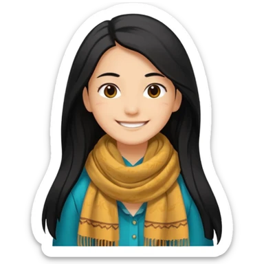 A person with long hair and wearing a kochi scarf  sticker
