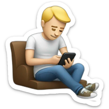 white man chilling on his phone sticker
