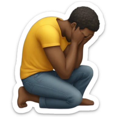 man prostrates himself asking for help sticker