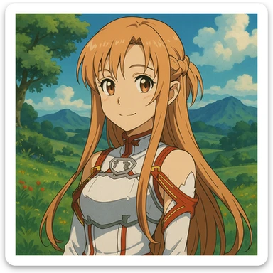 Asuna from Sword Art Online, anime style, detailed, vibrant colors sticker