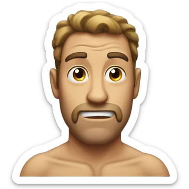 Guy with lazy eye pounding his chest with his fist sideways  sticker