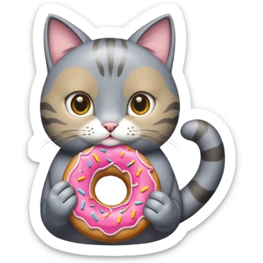 cat grey donut sticker