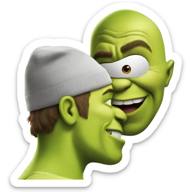 create an emoji of shrek kissing spiderman sticker