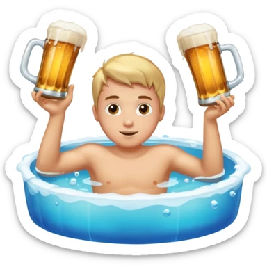 A boy swimming in a pool of beer sticker