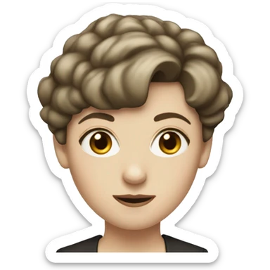 White woman with short brown hair peaky blinder sticker