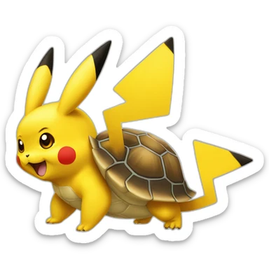 Pikachu sur une tortue qui vole sticker