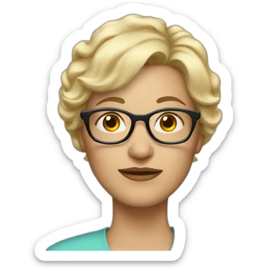 middle age woman blonde hair and glasses sticker