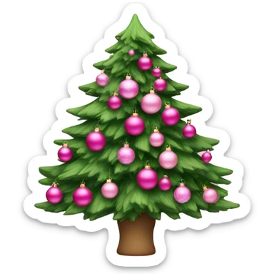 Christmas tree with multiple sized pink ornaments sticker