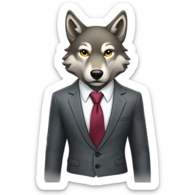 Wolf with suit looking handsome, and grabbing his tie. Should look above chest view sticker