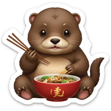 generate a super fat cute otter eating chinese food from a place called taverne de zhao sticker