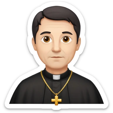 priest with dark hair, middle-aged man in his 50s sticker