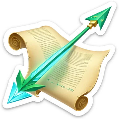 A magical scroll with glowing edges, partially unfurled, has a big green arrow pointing upwards with the words "level up"
Sparkles or light effects around the edges
Color scheme: Parchment yellow with ethereal blue glow sticker
