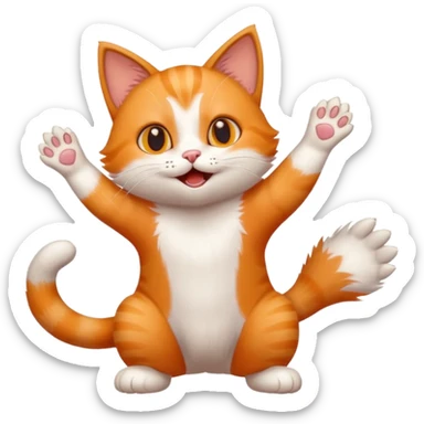 cute cat emoji playfully attacking with paws outstretched and mischievous expression sticker