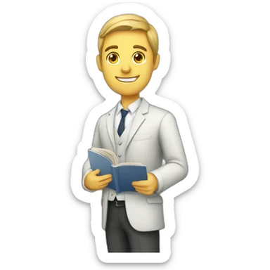 male english teacher with british flag and textbook sticker