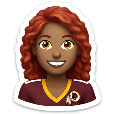 Washington redskins woman fan with red hair sticker