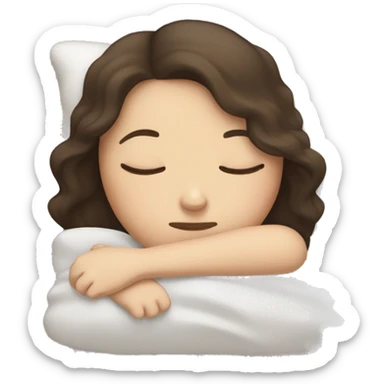 White girl with dark brown hair sleeping sticker
