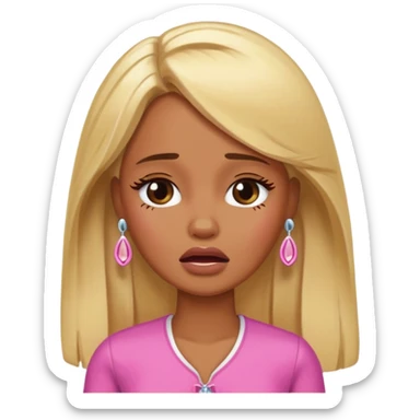 brown skin blonde barbie crying sticker