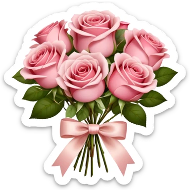 A bouquet of Satin Pink and Rustic Red roses tied with a delicate Shell Pink bow. The soft and rich hues blend elegantly, creating a romantic and timeless look. sticker