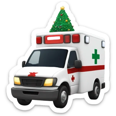 Ambulance with a christmas hat sticker