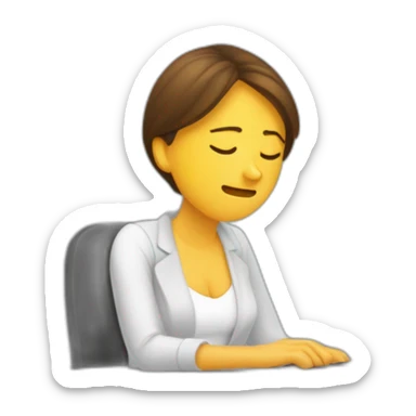 Mujer durmiendo con la boca abierta y la cara hacia arriba en un escritorio sticker