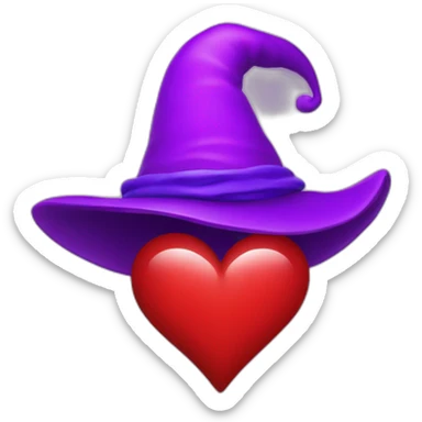 red heart with purple wizard hat  sticker