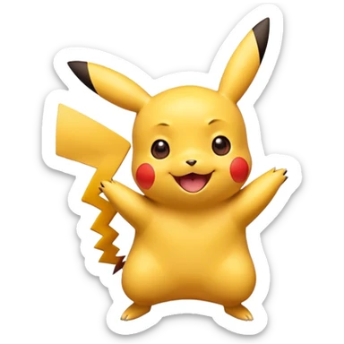 happy excited Pikachu with big smile sticker