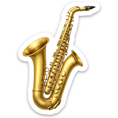 An emoji of a baritone saxophone. Specify, a baritone has a neck with a full loop, not just a bend like a tenor saxophone. sticker