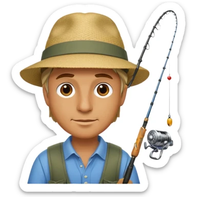 a man holding a fishing rod sticker
