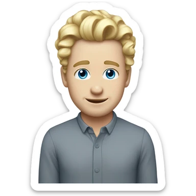 3/4 profile light curl blonde 30yo man blue eyed pale skin sticker