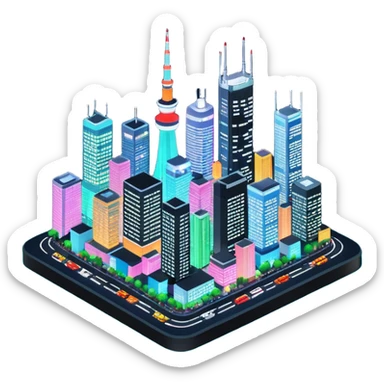 tokyo at night isometric sticker