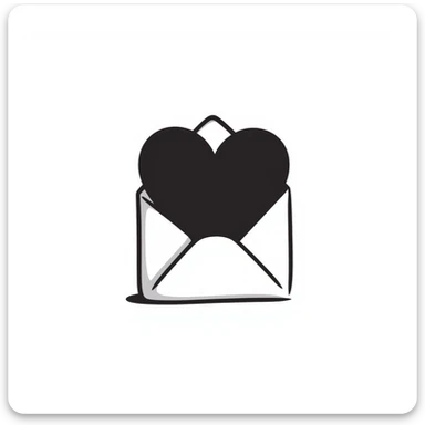 a hand-drawn doodle style of a letter folder with a heart on it sticker
