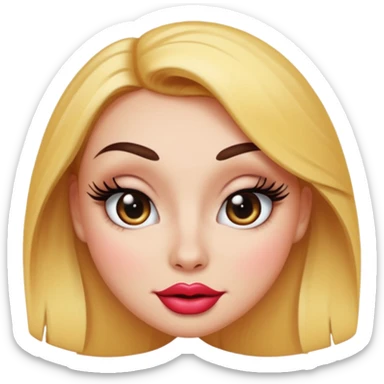 sexy hot goodlooking emoji face smirking duck lips huge curved eyelashes glamorous makeover sticker