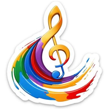 Abstract swirl combining a paint stroke, music note, and stage curtain – symbol of diverse artistic expression sticker