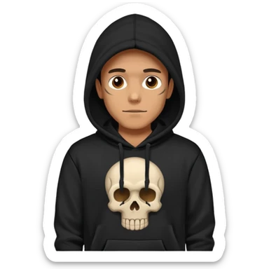 a hoodie with a design of skull on a man  sticker