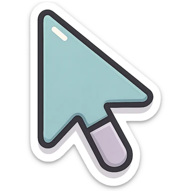 mouse cursor arrow with thickened base, icon-color-outlined style, thin clean outlines, soft rounded shapes, pastel palette #98B5BC, #B5B3C1, #C9A3C9, #E4C0CA, #F7DCD1, #F7C0AA, detailed shadows and highlights, soft lighting, transparent background sticker