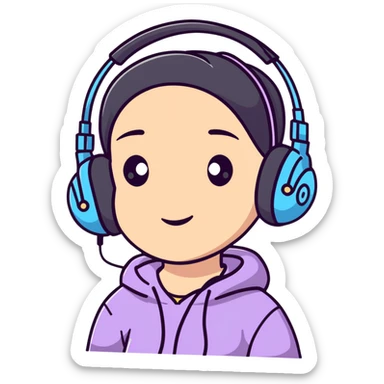 excited gamer girl in headphones sticker