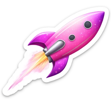 Pink ombre rocket ship with glitter  sticker