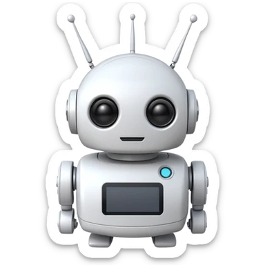 robot old cartoon simple kid toy white innocent funny gudget chatGPT round adorable sticker