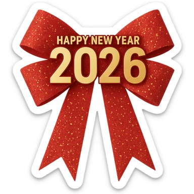 new year 2026 bow ,remove background sticker