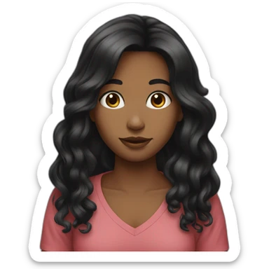 I don’t know girl black long hair sticker