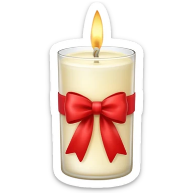 Soft vanilla long glass candle, with little red bow sticker