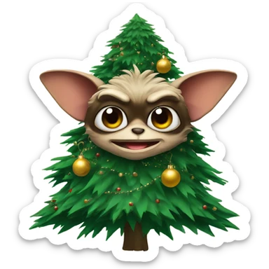 Gremlins inside a Christmas tree sticker