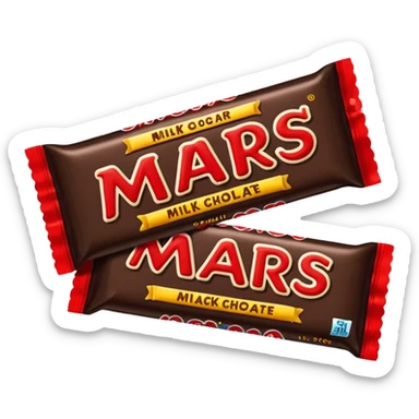 Draw a Mars bar in its classic black wrapper with bold red logo. sticker