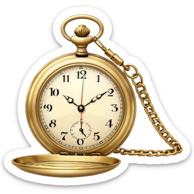 classic gold pocket watch, antique style, chain, minimal, no text sticker