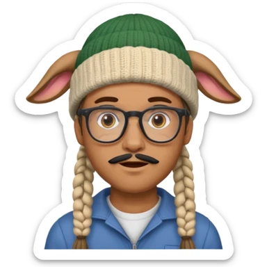 man with braids glasses beanie and goat beard sticker